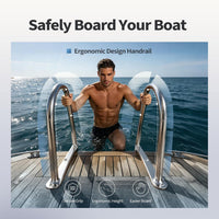 3 Step Pontoon Boat Ladder Stainless Steel Rear Entry Marine
