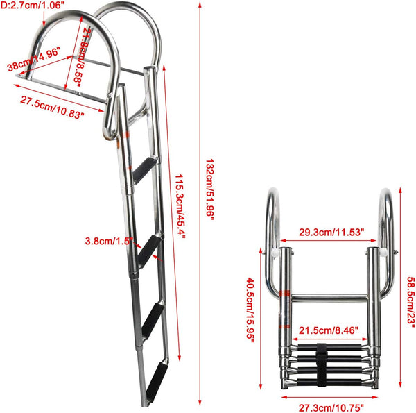 4 Steps Boat Ladder Stainless Steel Telescoping Dock Ladder