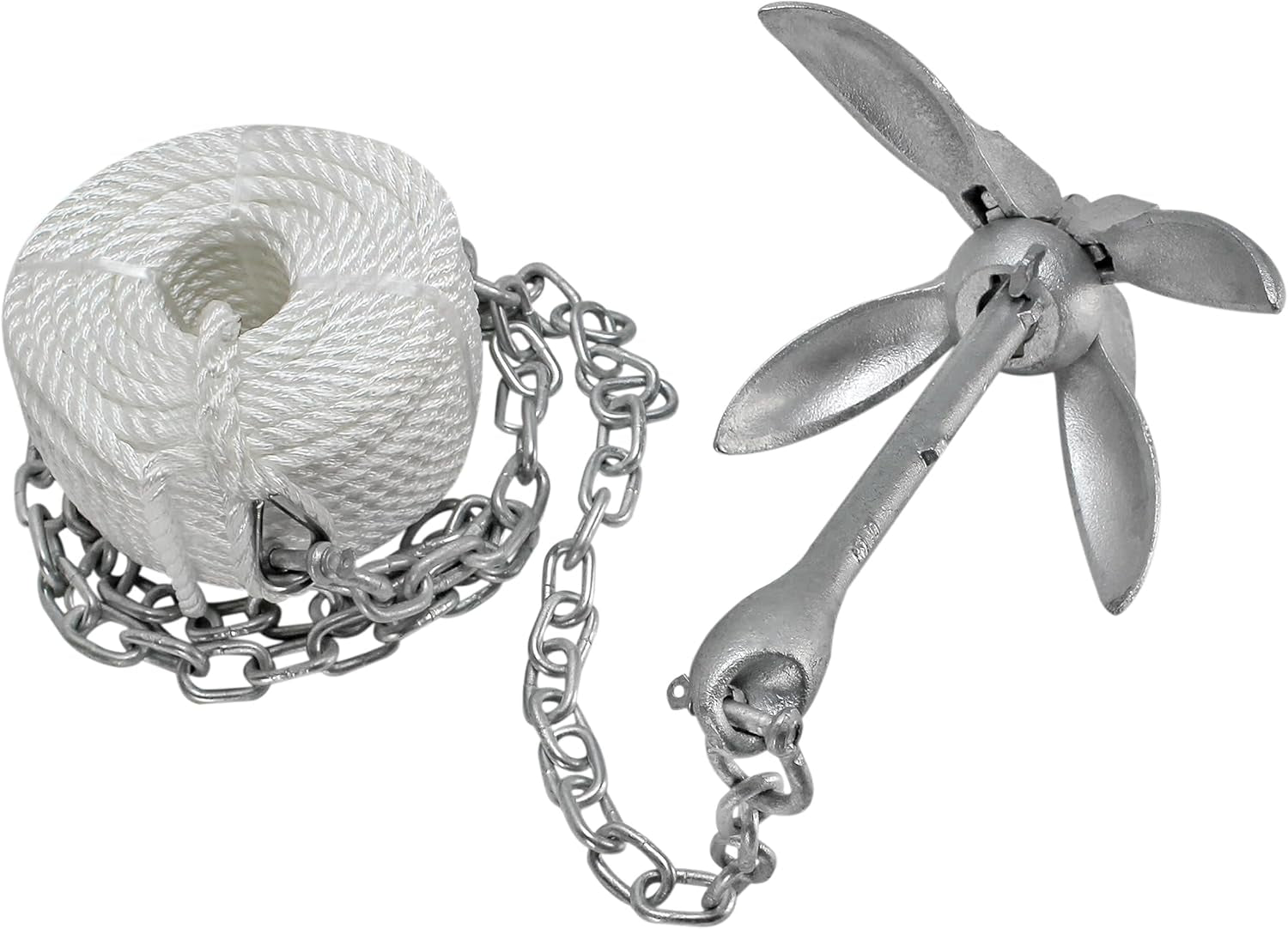 3006.6705 Boattector Complete Grapnel Anchor Kit for Small Boats, Jon Boats, Flat Bottoms, Inflatable Boats, Etc. - 5.5 Lbs.