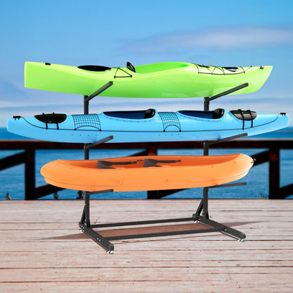 Kayak Storage Rack, Heavy Duty Kayak Rack for Garage, 3 Level Adjustable Kayak Stand Holds up to 300 Lbs for Kayaks, Paddleboards, Surfboards, Indoor Outdoor Kayak Holder(3 Kayaks)