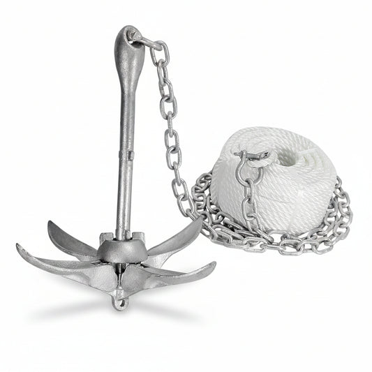 3006.6705 Boattector Complete Grapnel Anchor Kit for Small Boats, Jon Boats, Flat Bottoms, Inflatable Boats, Etc. - 5.5 Lbs.