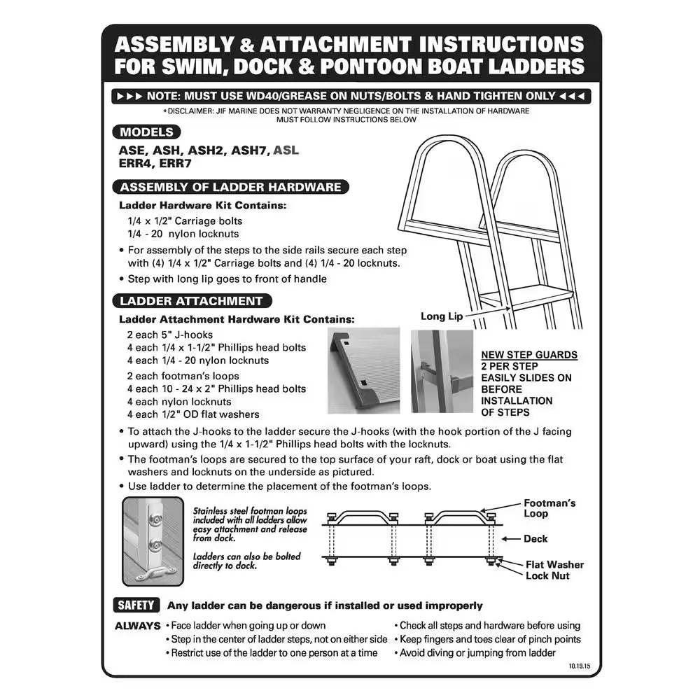 7-Step 16-In. Wide Aluminum Angled Boat Dock Ladder with Tapered Steps for Seawalls and Stationary Dock Systems