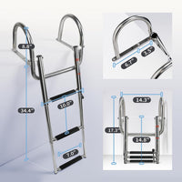 3 Step Pontoon Boat Ladder Stainless Steel Rear Entry Marine