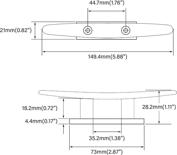 Brass Boat Cleats 6 Inch Brass Color Boat Cleat 316 Stainless Steel Boat Open Base Cleat for Marine or Decorative Applications,With Screws,Copper Plated Marine Cleats,Pack of 2