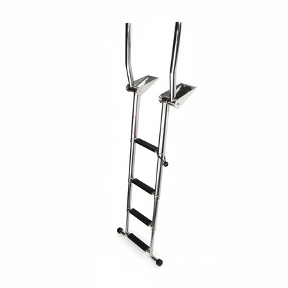 Stainless Steel In-Board 4 Steps Telescoping Ladder Folding Dock Ladder for Marine Boat Yacht Swimming Pool 600Lbs Capacity with L Handrails