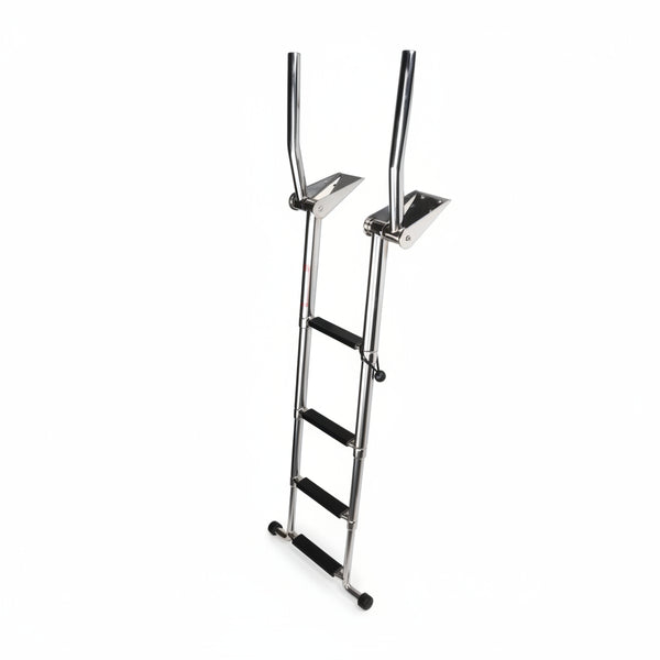 Stainless Steel In-Board 4 Steps Telescoping Ladder Folding Dock Ladder for Marine Boat Yacht Swimming Pool 600Lbs Capacity with L Handrails