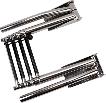 Stainless Steel In-Board 4 Steps Telescoping Ladder Folding Dock Ladder for Marine Boat Yacht Swimming Pool 600Lbs Capacity with L Handrails