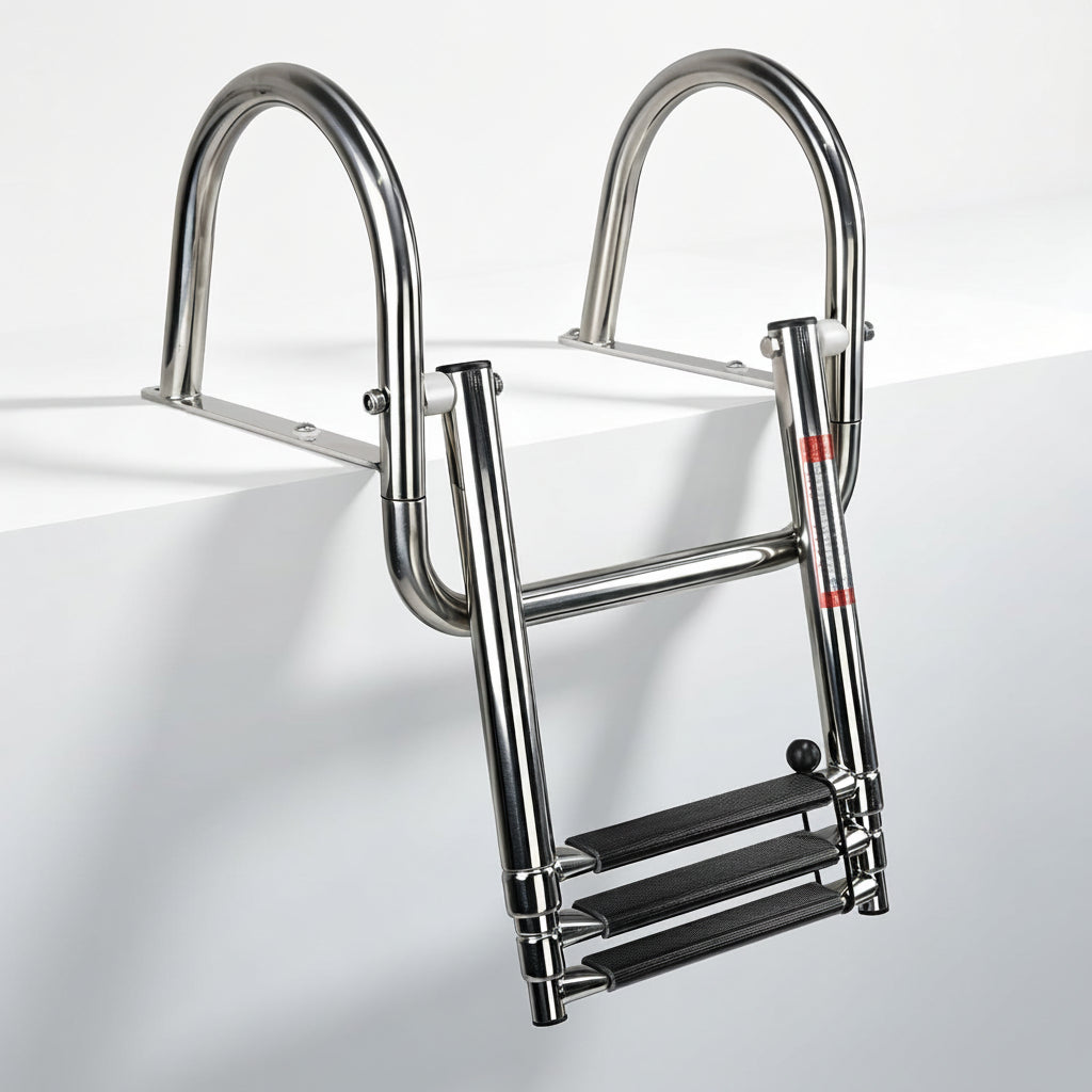3 Step Pontoon Boat Ladder Stainless Steel Rear Entry Marine