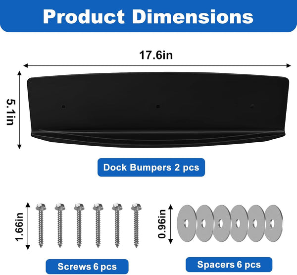 Dock Bumpers Designed for Marine Protection, 17-Inch UV-Resistant PVC, Pre-Drilled Mounting, Anti-Skid
