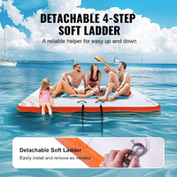 Inflatable Floating Dock, Inflatable Dock Platform, Non-Slip Air Dock Platform with Portable Carrying Bag & Detachable Ladder, Floating Platform Island Raft for Pool Beach Ocean