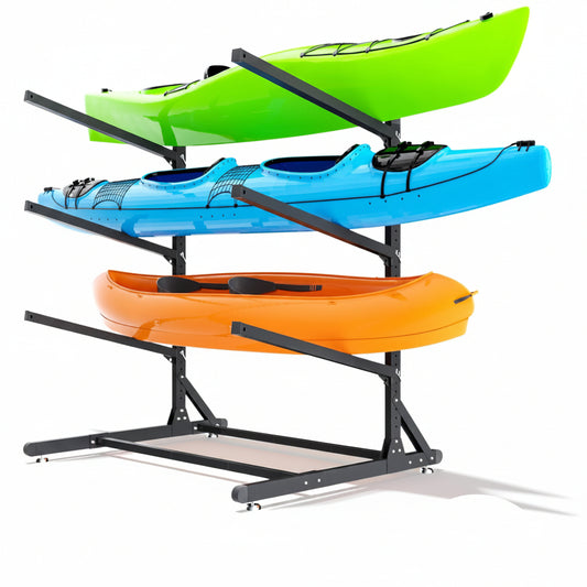 Kayak Storage Rack, Heavy Duty Kayak Rack for Garage, 3 Level Adjustable Kayak Stand Holds up to 300 Lbs for Kayaks, Paddleboards, Surfboards, Indoor Outdoor Kayak Holder(3 Kayaks)
