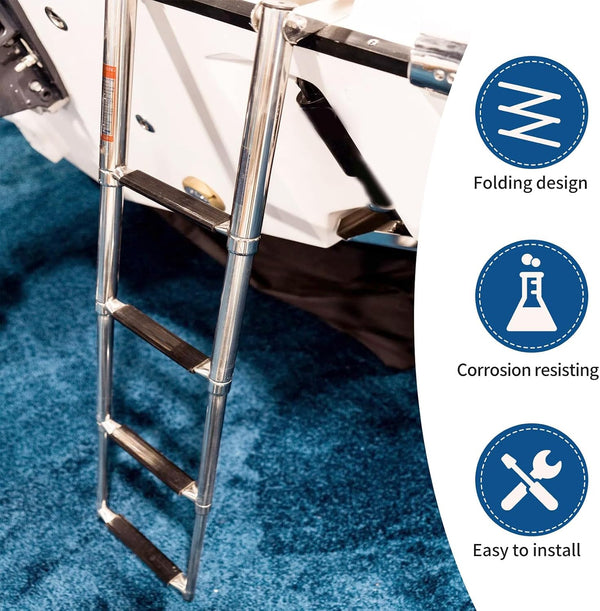 Heavy Duty Boat Telescopic 4 Step Ladder Stainless Steel Swim Platform Telescoping Ladder Extendable 4 Step for Boat Yacht