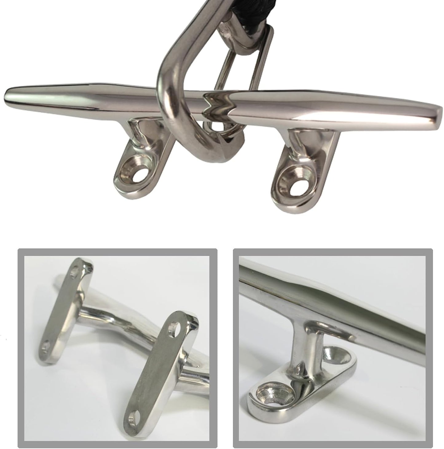 4/5/6 Inch Dock Cleats - 316 Stainless Steel Boat Cleats Boat Dock Cleats,Open Base Dock Cleat with Fasteners,Marine Cleat Rope Cleat Boat Cleat for Boat/Deck/Nautical Decor(1,2,4,6,8 Pack)