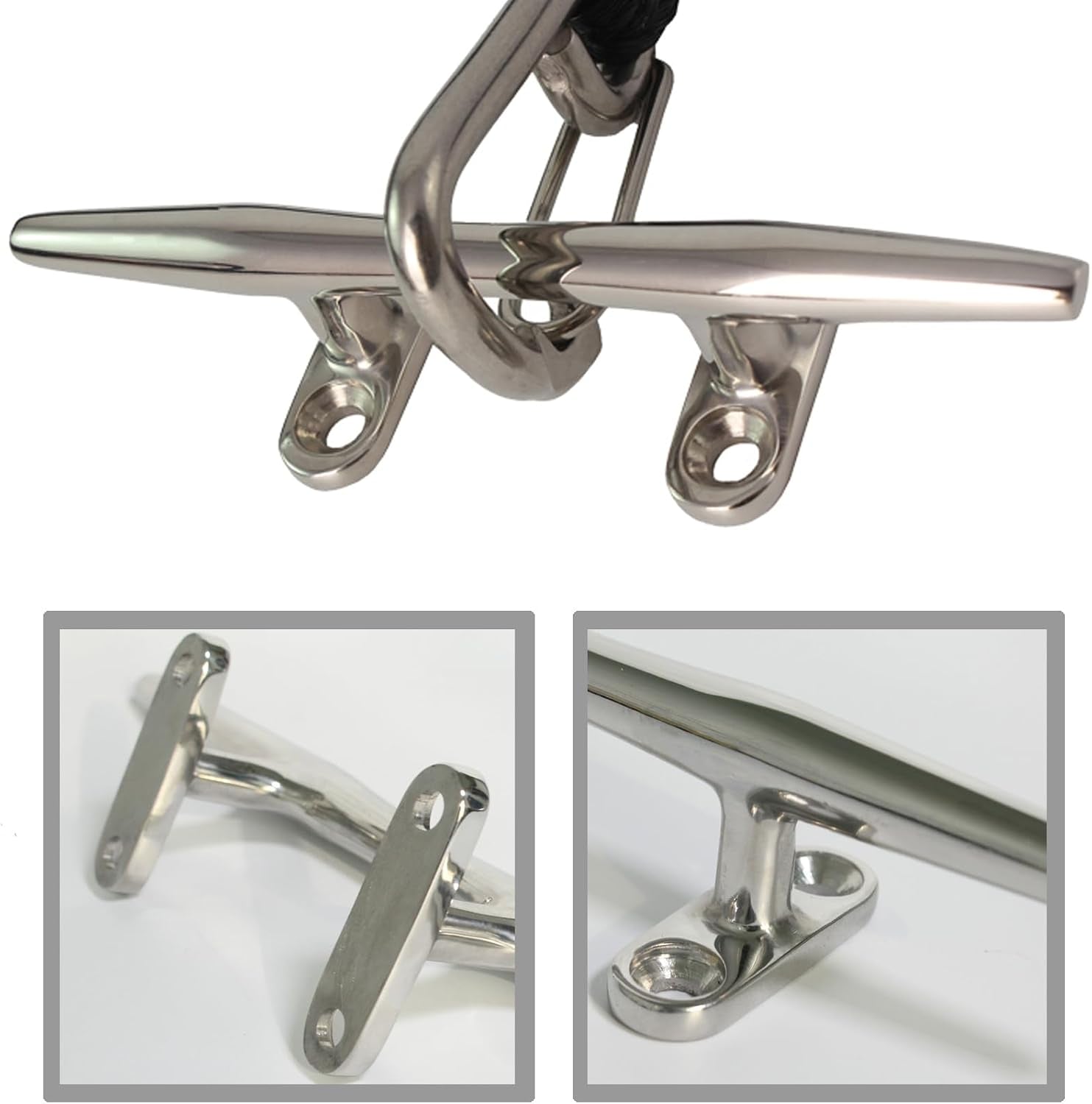 4/5/6 Inch Dock Cleats - 316 Stainless Steel Boat Cleats Boat Dock Cleats,Open Base Dock Cleat with Fasteners,Marine Cleat Rope Cleat Boat Cleat for Boat/Deck/Nautical Decor(1,2,4,6,8 Pack)