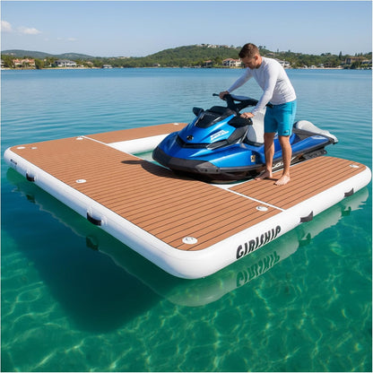 Heavy Duty Inflatable Jet Ski Dock, Floating Dock with Non-Slip EVA Pad