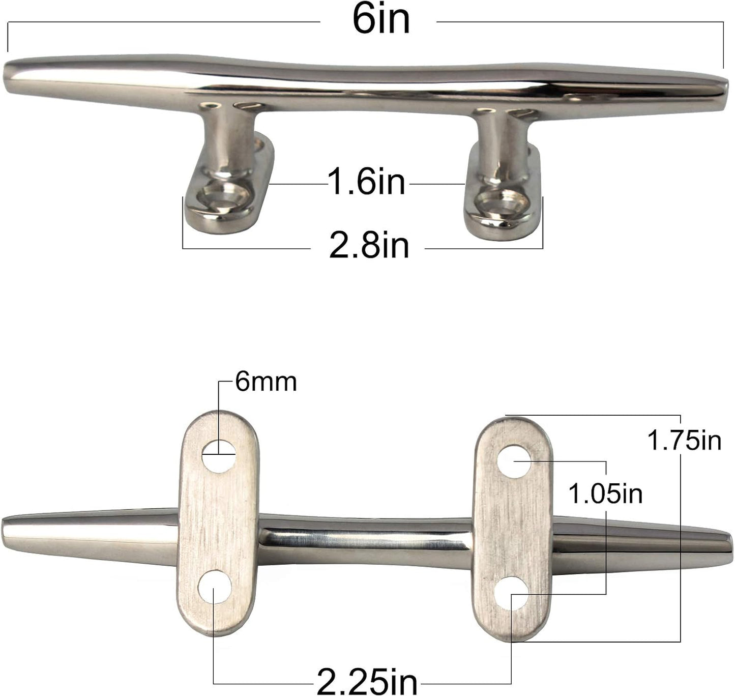 4/5/6 Inch Dock Cleats - 316 Stainless Steel Boat Cleats Boat Dock Cleats,Open Base Dock Cleat with Fasteners,Marine Cleat Rope Cleat Boat Cleat for Boat/Deck/Nautical Decor(1,2,4,6,8 Pack)