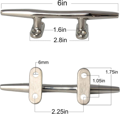 4/5/6 Inch Dock Cleats - 316 Stainless Steel Boat Cleats Boat Dock Cleats,Open Base Dock Cleat with Fasteners,Marine Cleat Rope Cleat Boat Cleat for Boat/Deck/Nautical Decor(1,2,4,6,8 Pack)