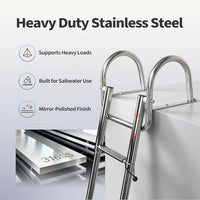 3 Step Pontoon Boat Ladder Stainless Steel Rear Entry Marine