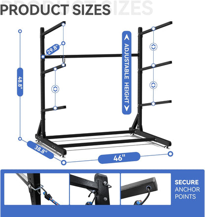 Kayak Storage Rack, Heavy Duty Kayak Rack for Garage, 3 Level Adjustable Kayak Stand Holds up to 300 Lbs for Kayaks, Paddleboards, Surfboards, Indoor Outdoor Kayak Holder(3 Kayaks)