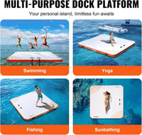 Inflatable Floating Dock, Inflatable Dock Platform, Non-Slip Air Dock Platform with Portable Carrying Bag & Detachable Ladder, Floating Platform Island Raft for Pool Beach Ocean