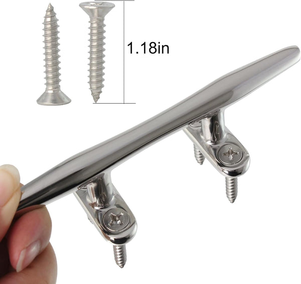 4/5/6 Inch Dock Cleats - 316 Stainless Steel Boat Cleats Boat Dock Cleats,Open Base Dock Cleat with Fasteners,Marine Cleat Rope Cleat Boat Cleat for Boat/Deck/Nautical Decor(1,2,4,6,8 Pack)