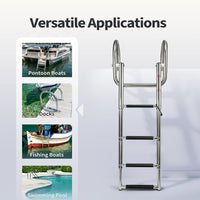3 Step Pontoon Boat Ladder Stainless Steel Rear Entry Marine