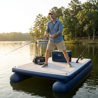 Inflatable Floating Dock Built for Water Recreation, 500kg Capacity, Drop Stitch Material, Motor Mount — Lifestyle